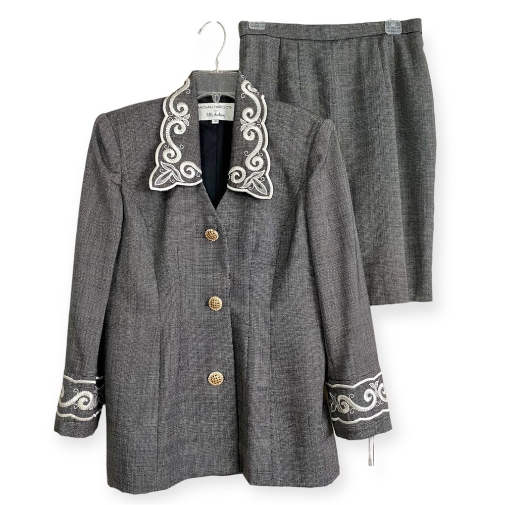 Vintage Matching Jacket Skirt Suit Set Size 8 Careerwear Office Siren Corpcore